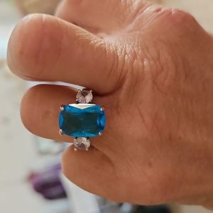Blue Emerald 925 silver Ring